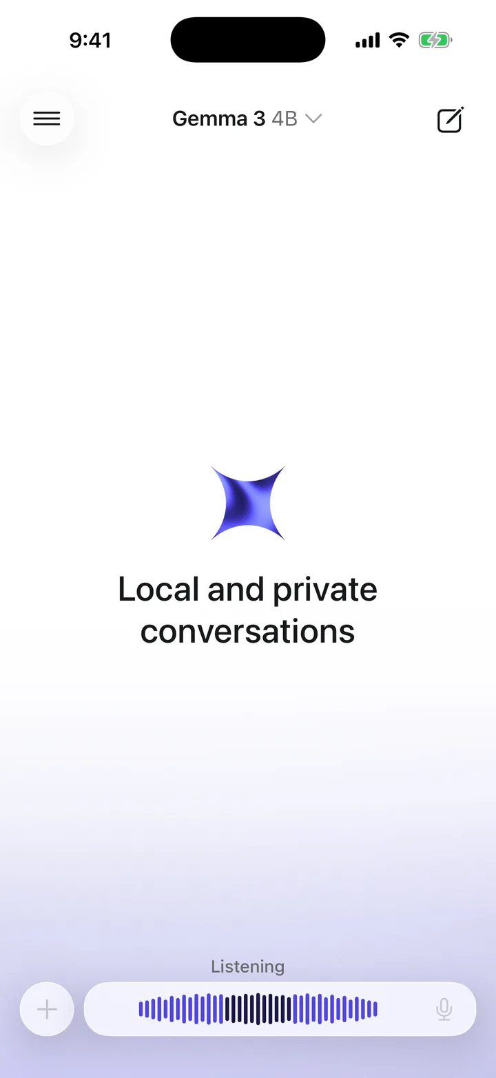 KernelAI’s listening state and waveform in the conversation screen